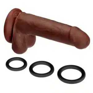 Cloud 9 Dual Density 6" Real Touch Suction Cup Dildo with Balls - Brown