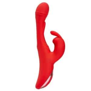 Cloud 9 Flutter Touch Silicone Rechargeable Rabbit Vibrator with 3 Motors - Red