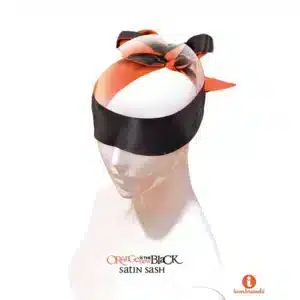 Elite Couples Fantasy Play 58" Double-Sided Satin Blindfold Sash - Black and Orange