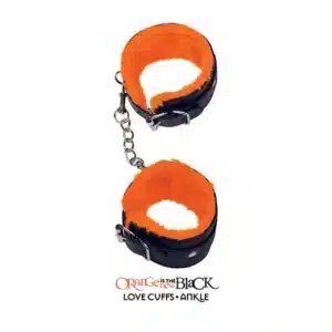Elite Couples Black and Orange Faux Leather Adjustable BDSM Ankle Restraints