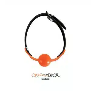 Elite Couples Fantasy Play Black and Orange Faux Leather and Silicone Bondage Ballgag