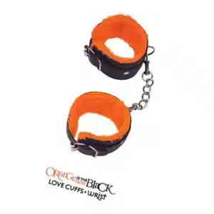 Elite Couples Black and Orange Faux Leather Adjustable BDSM Wrist Restraints