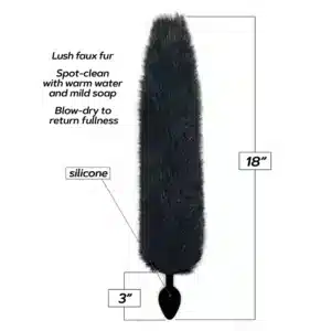 Elite Foxy Tail 18" Anal Plug Faux Fur - Black