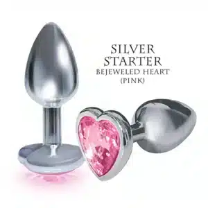 Elite Heart-Shaped Pink Bejeweled Anal Plug - Small