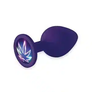 Elite Premium Purple Silicone Butt Plug - Neon Mary Jane Leaf