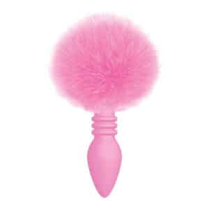 Elite Cotton Tails Premium Ribbed Silicone Bunny Tail Anal Plug - Pink