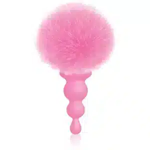 Elite Cotton Tails Premium Beaded Silicone Bunny Tail Anal Plug - Pink