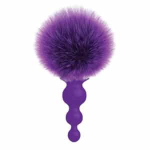 Elite Cotton Tails Premium Beaded Silicone Bunny Tail Anal Plug - Purple