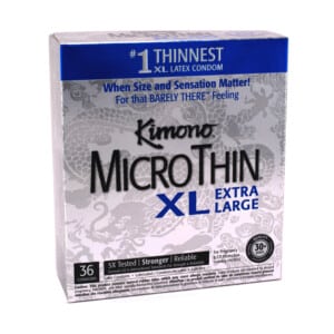Kimono Microthin XL Barely-There Vegan-Friendly Condoms - 36 Pack