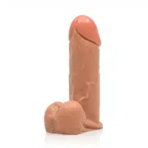 Thick 8" Dildo Cock with Balls - Tan