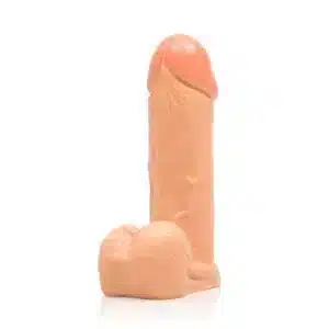 Thick 8" Dildo Cock with Balls - Light Beige