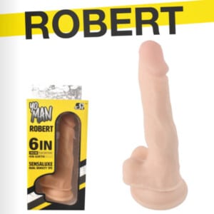 6" Real Feel Dildo with Balls & Suction Cup - Light Beige