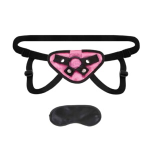 Lux Fetish Velvet Strap On Harness, One Size Fits Most - Pink