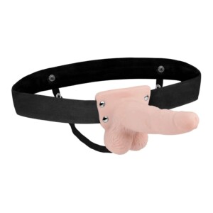 Lux Fetish 6" Rechargeable Strap-On With Balls - Light Beige