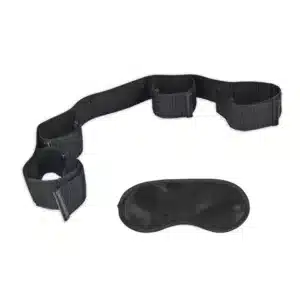 Lux Fetish Bondage Buddy Leg Spreader with Wrist Cuffs - Black