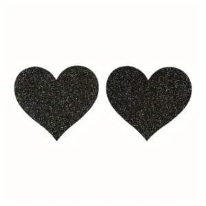 Black Glitter Heart Nipple Pasties