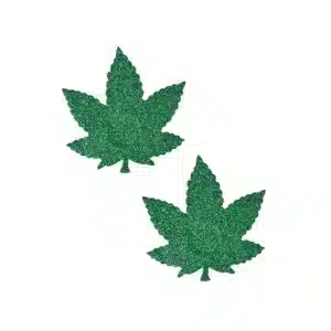 420 Glitter Green Leaf Nipple Pasties