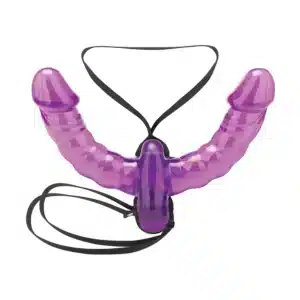 Pleasure For 2 Strap On with Double Dildo - Purple