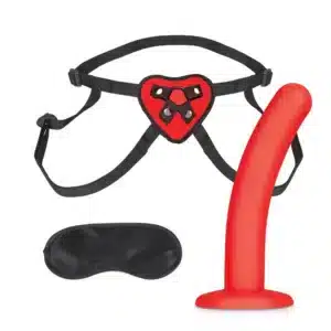 Lux Fetish Red Heart Strap On 5" Dildo Set