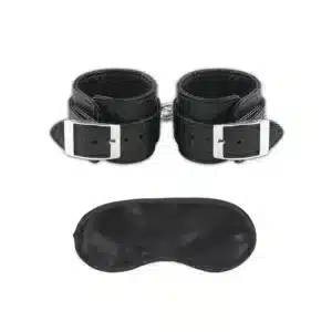 Lux Fetish Unisex Leatherette Vegan Wrist Cuffs - Black