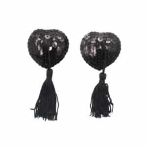 Elite BDSM Heart Shaped Sequin Nipple Pasties with Tassels