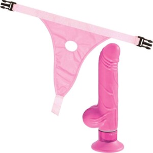 Strapon Harness Kit with Multi Speed VIbrating Dildo - Pink
