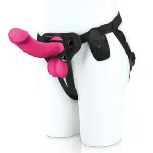 Pegasus 6.5" Remote Controlled Dildo with Balls and Strap On Harness - Pink