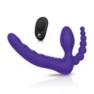 Pegasus 7" Remote Controlled Double Penetration Strapless Strap On - Purple