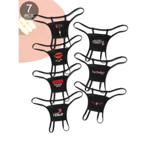Black Crotchless Panty with Surprise XXX Phrase - Size Large - Pack of 1
