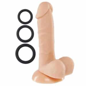 Cloud 9 Novelties Pro Sensual Premium Silicone 6" Dildo with 3 Bonus Cock Rings - Light Beige