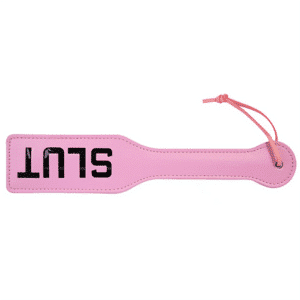 Elite BDSM SLUT Impression Spanking Paddle - Pink with Black Letters