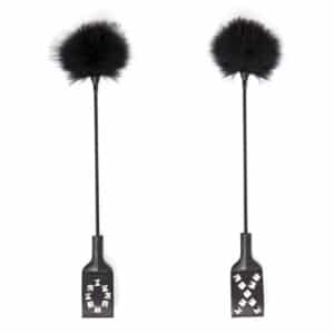 Elite BDSM Studded "XO" Dual-Ended Riding Crop & Feather Tickler