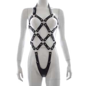 Elite BDSM Women's Studded Hollow Out Diamond Torso Body Harness - OS