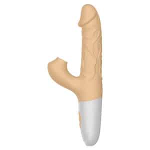 Elite Real Feel Silicone Sucking Rabbit Vibrator- Tan