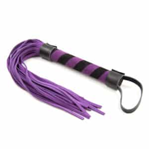 Elite BDSM Purple Suede Flogger with Pinstripe Handle