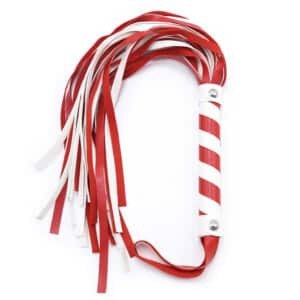 Elite BDSM Red Suede Flogger with Pinstripe Handle