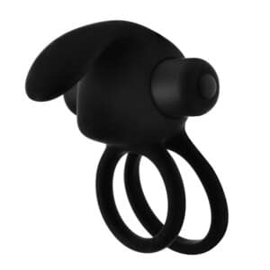 Elite Couples Vibrating Bunny Ear Rechargeable Cock Ring - Black