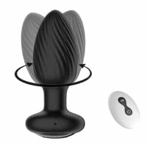 Full Rotation Vibrating Butt Plug with Wireless Remote Control - Black