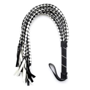 Elite BDSM Black and White Braided Flogger