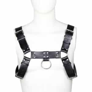 Elite BDSM Men's Adjustable Chest Harness with Metal Rings and Buckles - OS