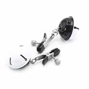Elite BDSM Adjustable Nipple Clamps with Black and White Jingle Bells