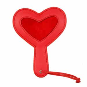 Elite BDSM Heart Shaped Spanking Paddle with Soft Suede Center - Red