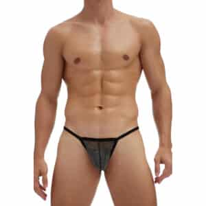 Men's Glitter Mesh G-String Thong - Black - Medium