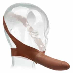 The "Original" Accommodator® Latex Face Harness with Dong - Tan