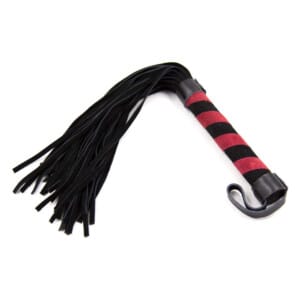 VIP BDSM Black Flogger with Red Pinstripe Handle
