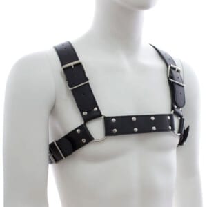 VIP BDSM Men's Adjustable Leather Chest Harness - Black - OS