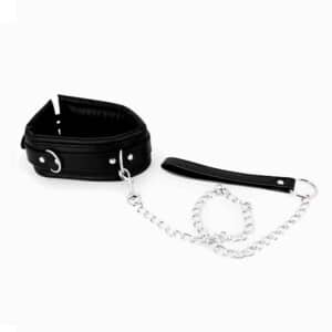 Naughty USA BDSM Collar and Chain Leash Set - Black