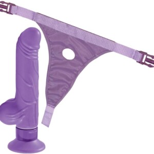 Strapon Harness Kit with Multi Speed VIbrating Dildo - Purple
