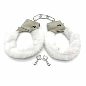 Elite BDSM White Furry Handcuffs
