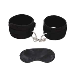 Black handcuffs and blindfold set.